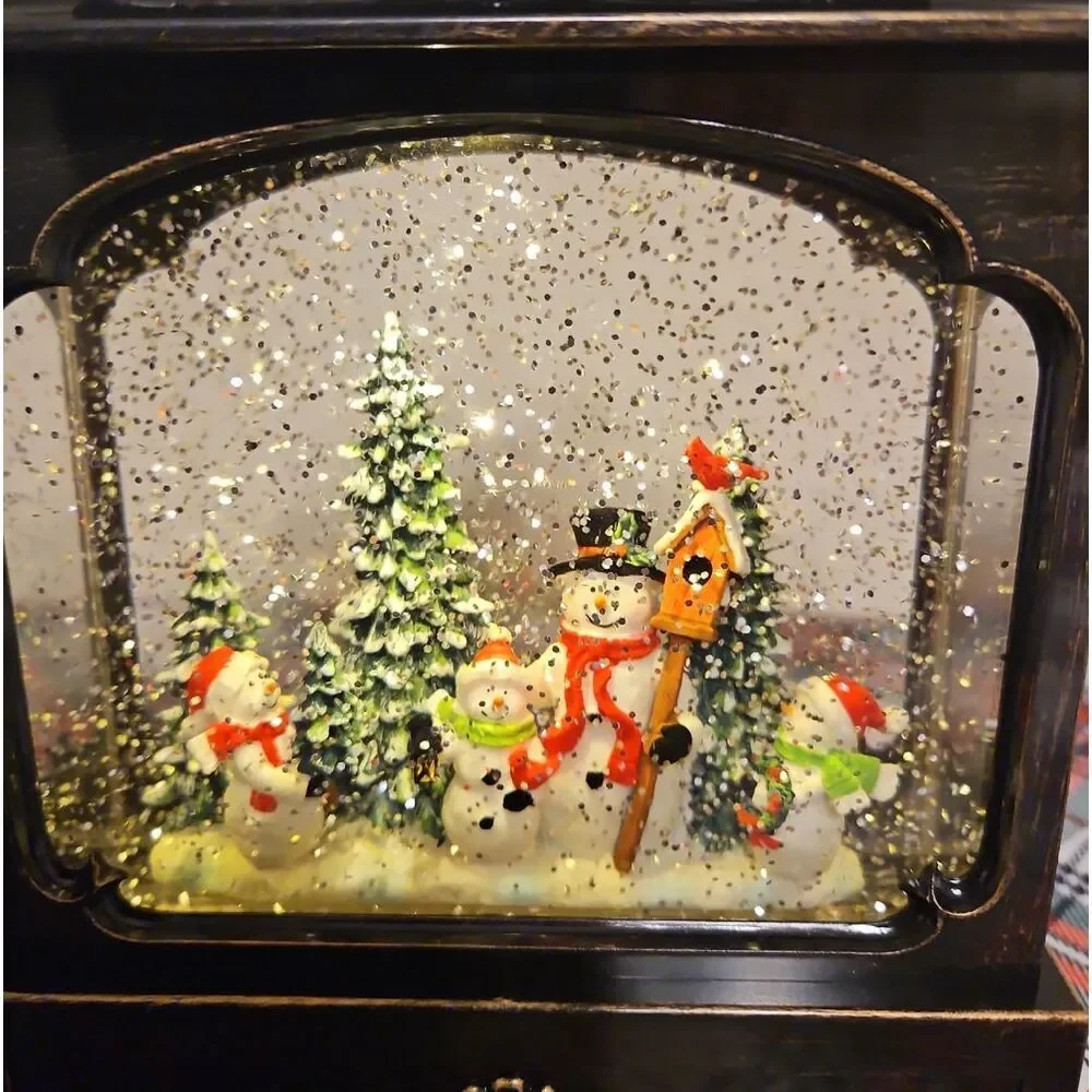 Valerie Parr Hill Holiday Black Lantern Snow Globe with Festive Snowmen